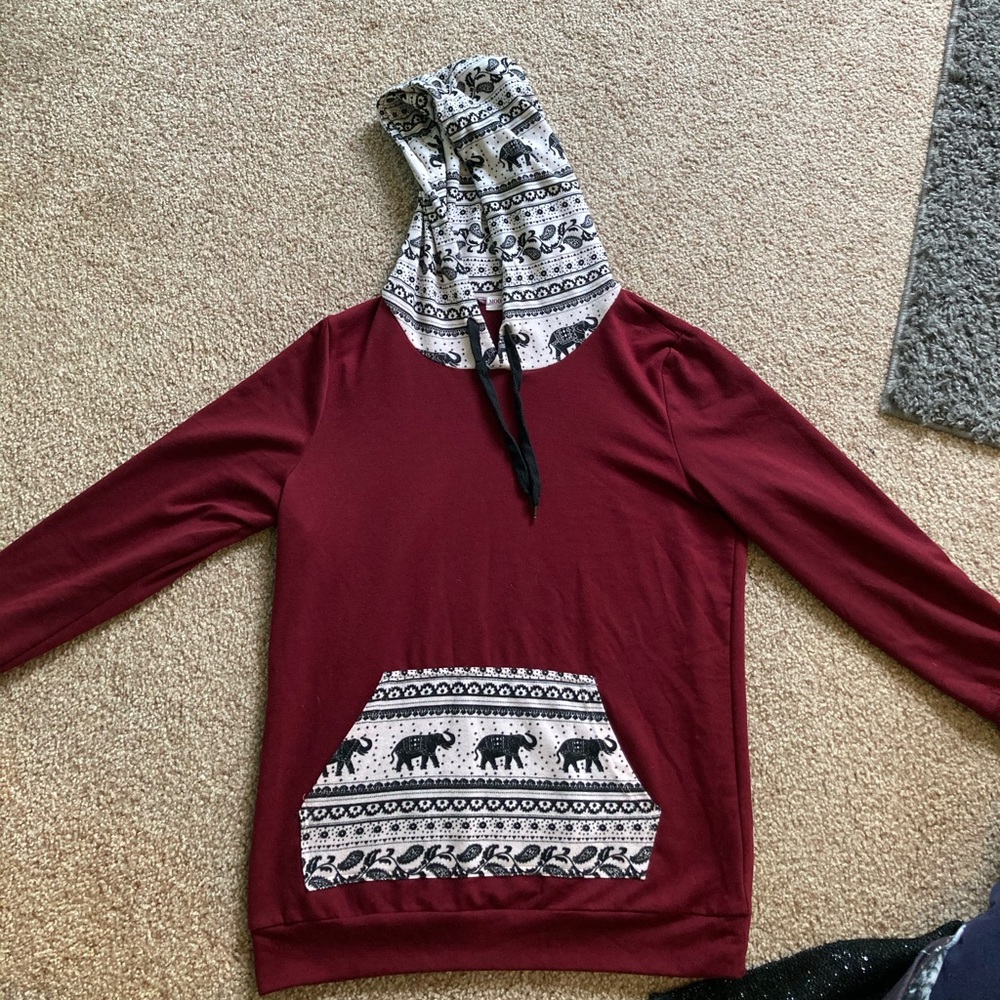 Maroon elephant hoodie